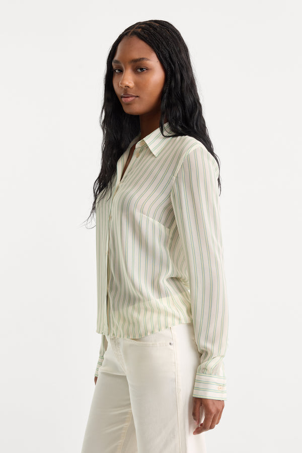 THE SLIM SHIRT | CREAM GREEN STRIPE