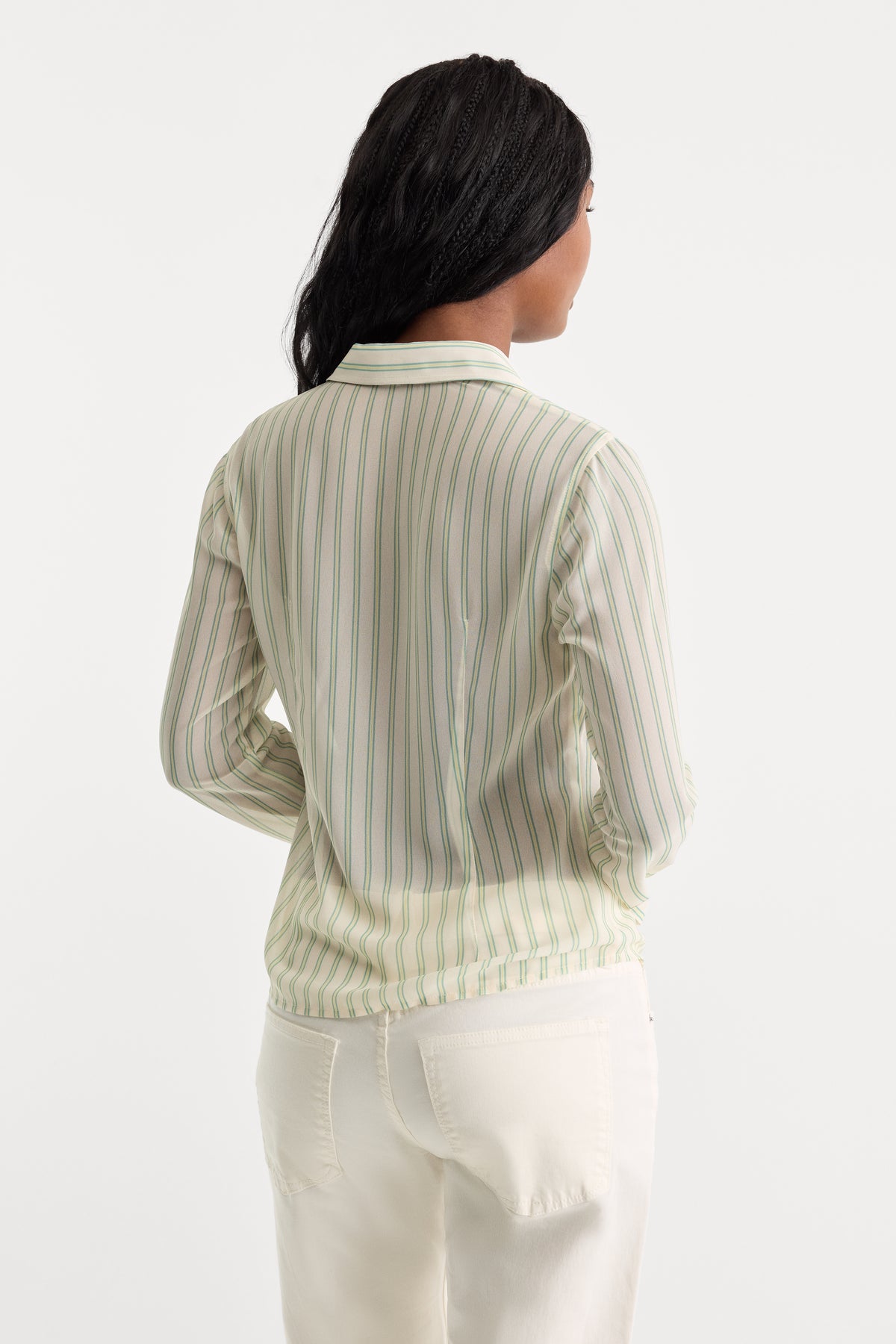THE SLIM SHIRT | CREAM GREEN STRIPE