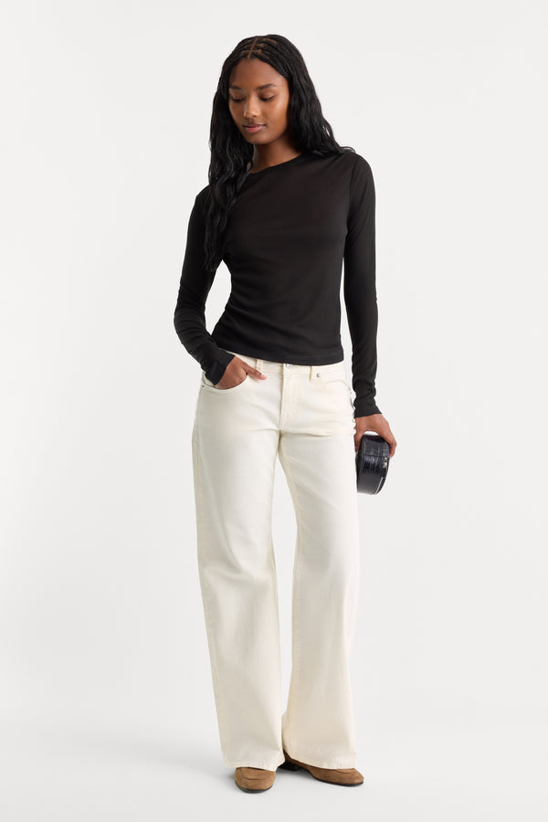 THE SHEER RIB LONG SLEEVE | BLACK001
