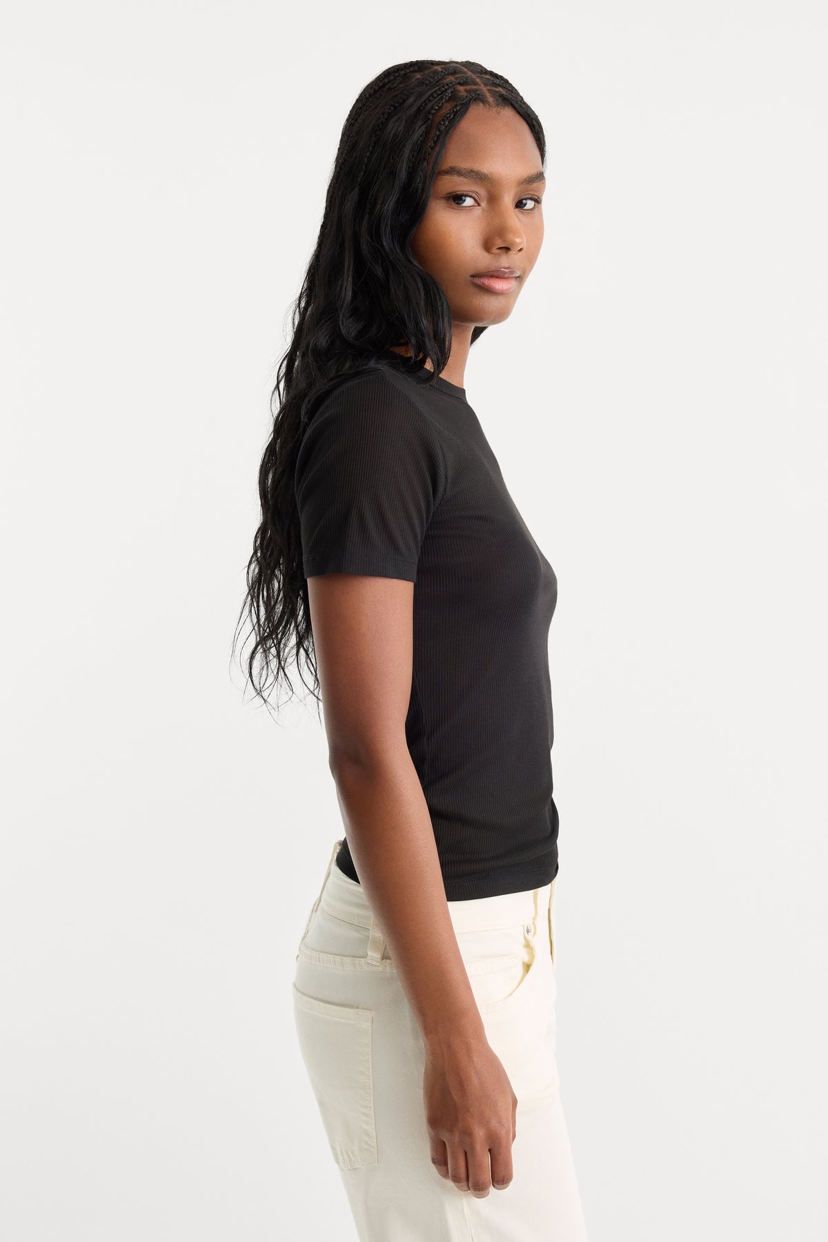 THE SHEER RIB TEE | BLACK001