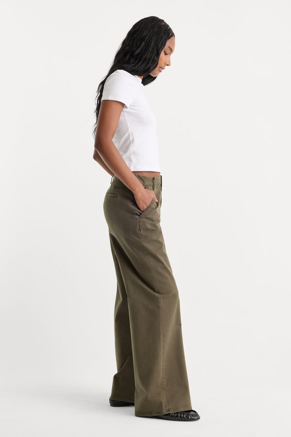 LOW SLUNG BAGGY TROUSER | WASHED FATIGUE GREEN-2 | GOOD AMERICAN | MODEL_A