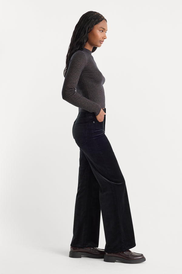 VELVET GOOD WAIST PALAZZO ANKLE PANT | BLACK-2 | GOOD AMERICAN | MODEL_A