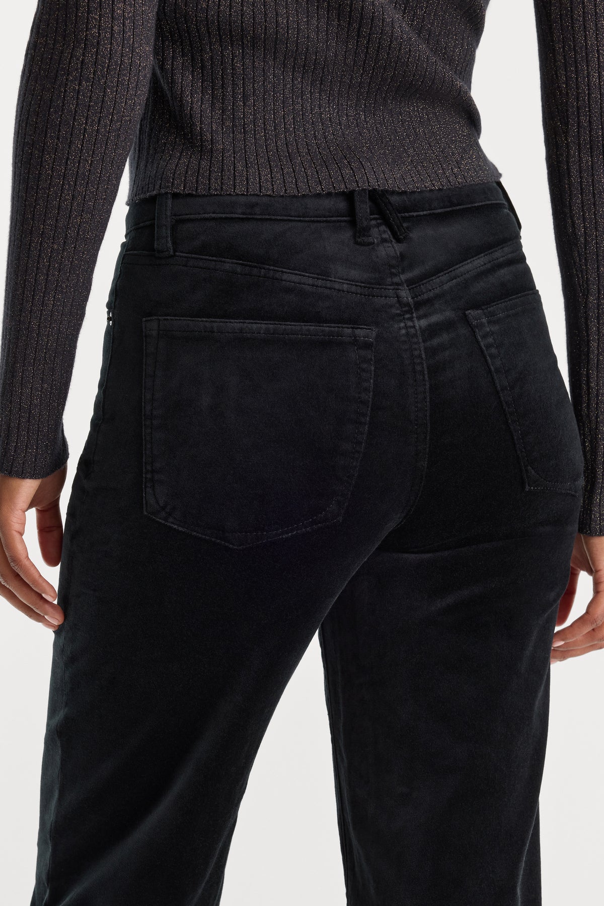 VELVET GOOD WAIST PALAZZO ANKLE PANT | BLACK-6 | GOOD AMERICAN | MODEL_A