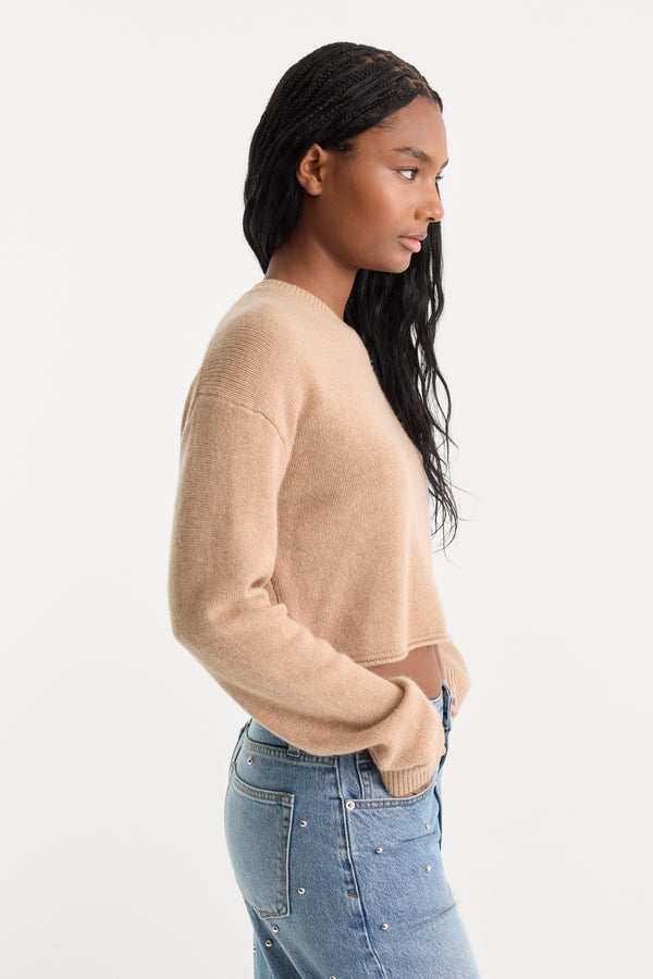 THE SHRUNKEN V NECK SWEATER | CAMEL