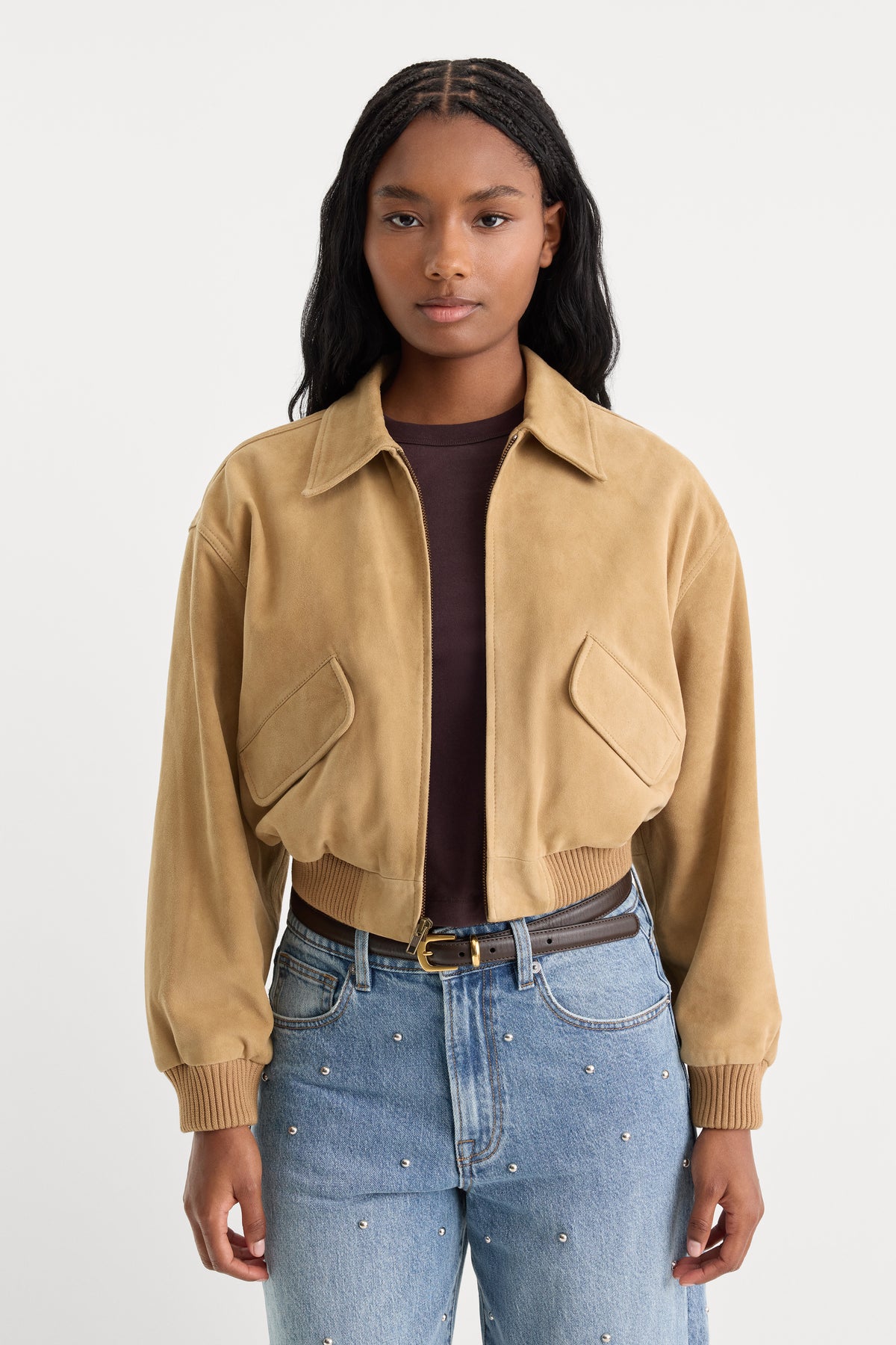 THE SUEDE BOMBER | SAND-4 | GOOD AMERICAN | MODEL_A