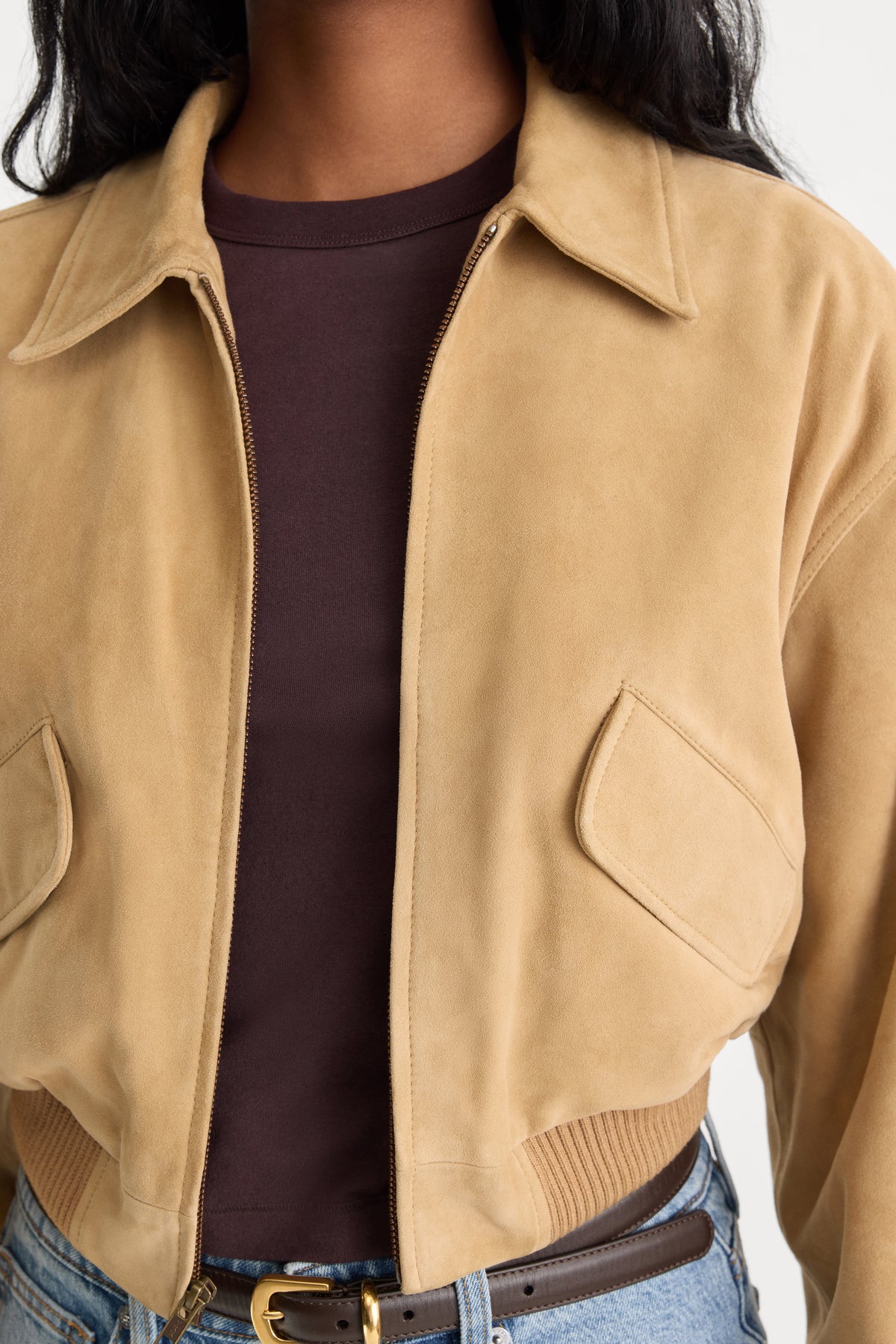 THE SUEDE BOMBER | SAND-3 | GOOD AMERICAN | MODEL_A