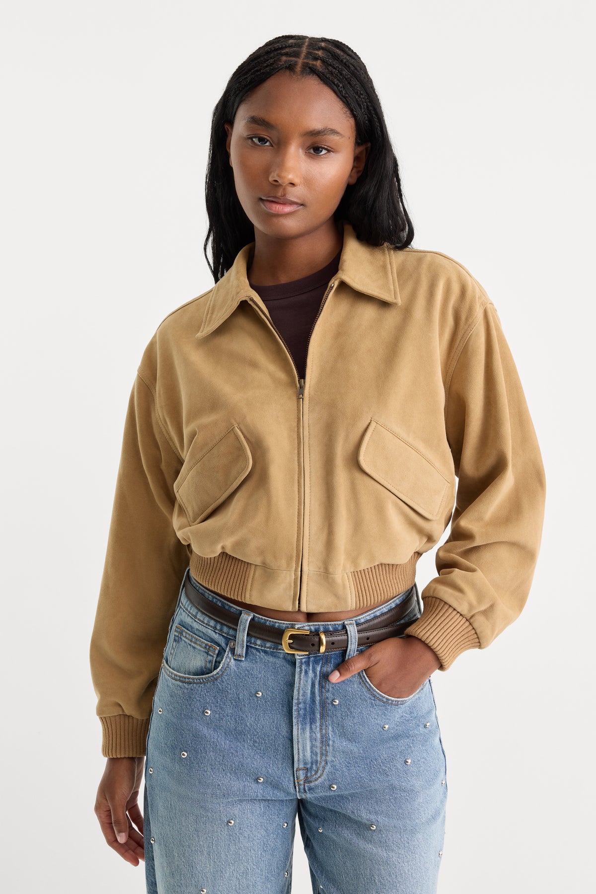 THE SUEDE BOMBER | SAND-2 | GOOD AMERICAN | MODEL_A