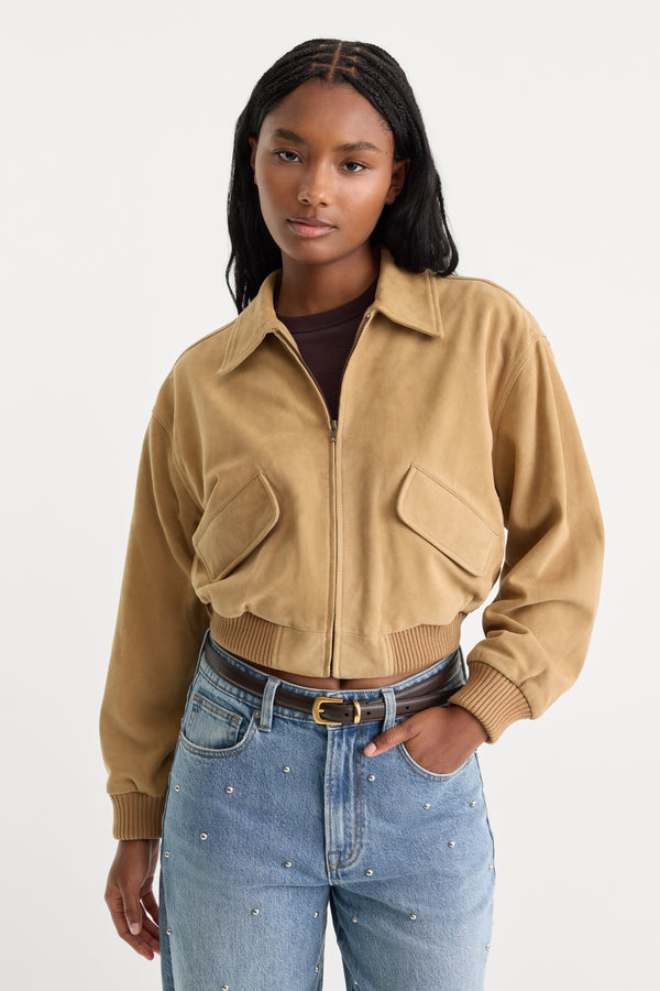THE SUEDE BOMBER | SAND-2 | GOOD AMERICAN | MODEL_A