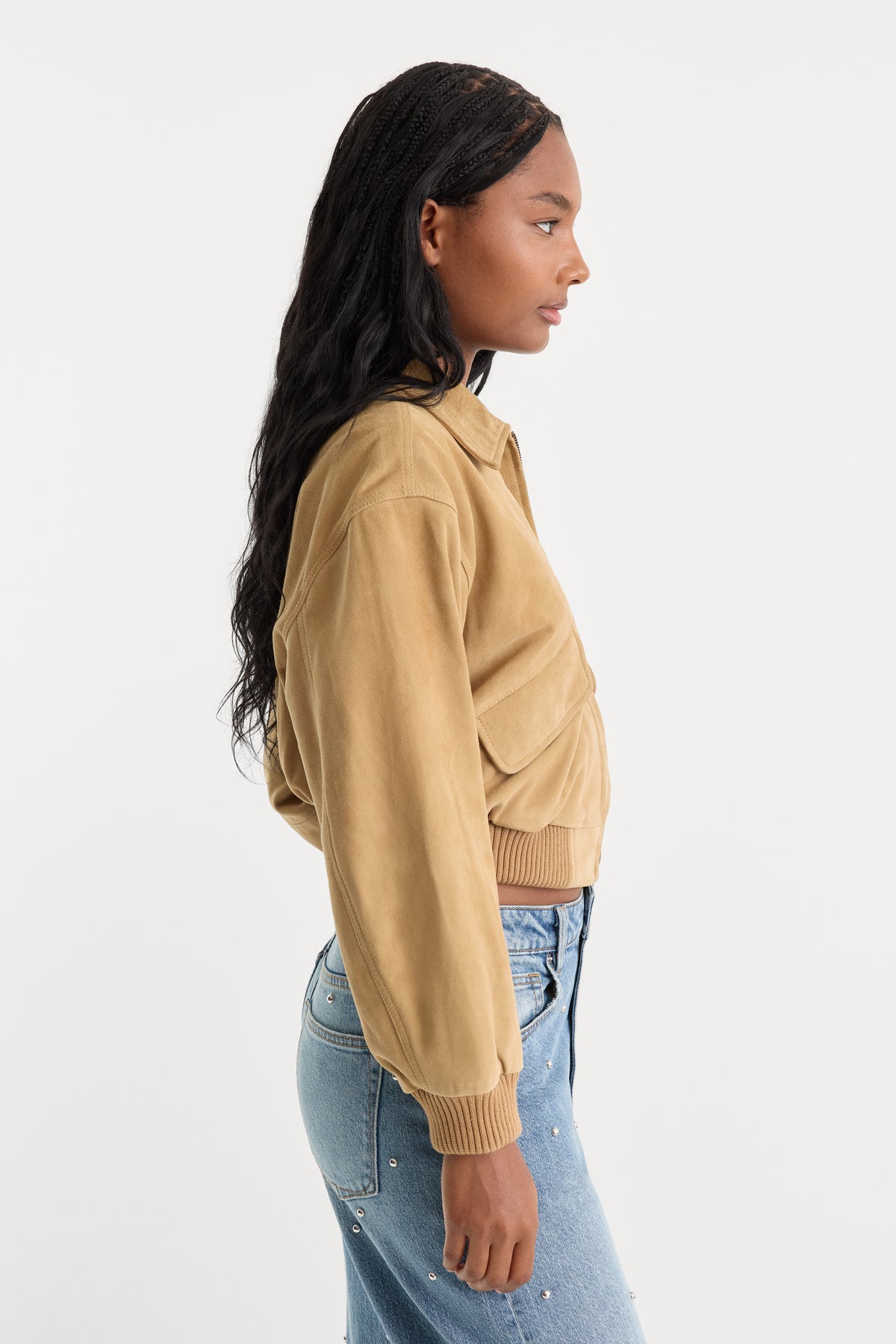 THE SUEDE BOMBER | SAND-5 | GOOD AMERICAN | MODEL_A