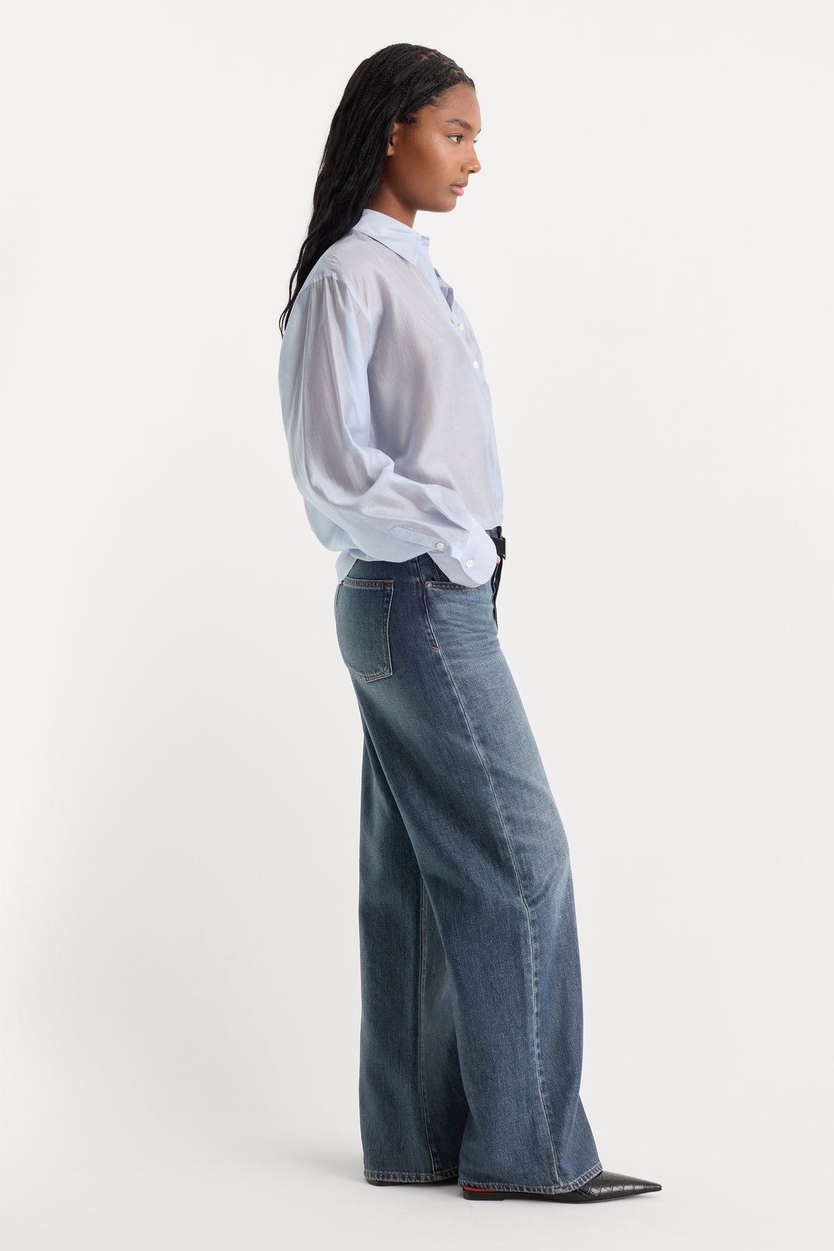 COATED VINTAGE LOW SLUNG BAGGY JEANS | LAINE-3 | GOOD AMERICAN | MODEL_A