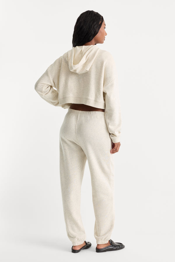 THE FRENCH TERRY BUTTON FRONT JOGGER | OATMEAL HEATHER-3 | GOOD AMERICAN | MODEL_A