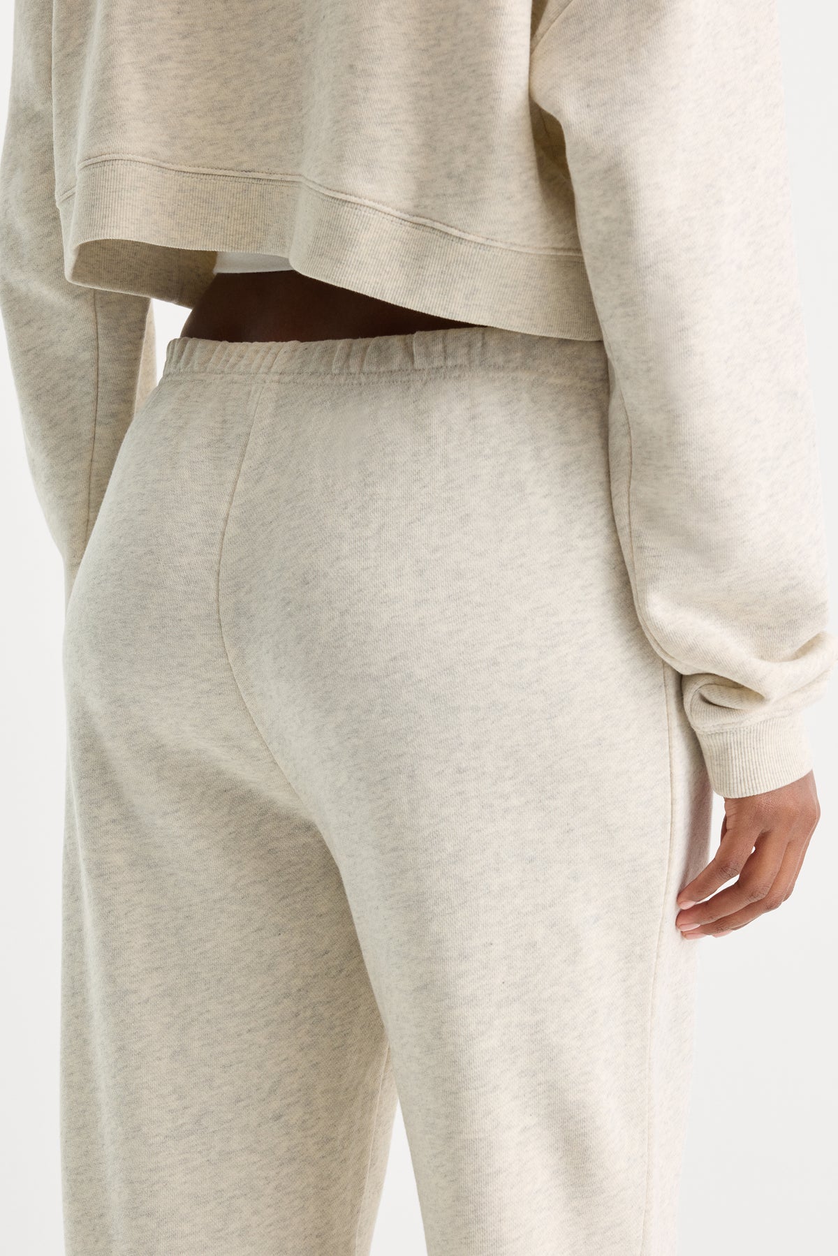 THE FRENCH TERRY BUTTON FRONT JOGGER | OATMEAL HEATHER-5 | GOOD AMERICAN | MODEL_A