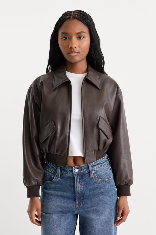 THE BETTER THAN LEATHER BOMBER JACKET | ESPRESSO