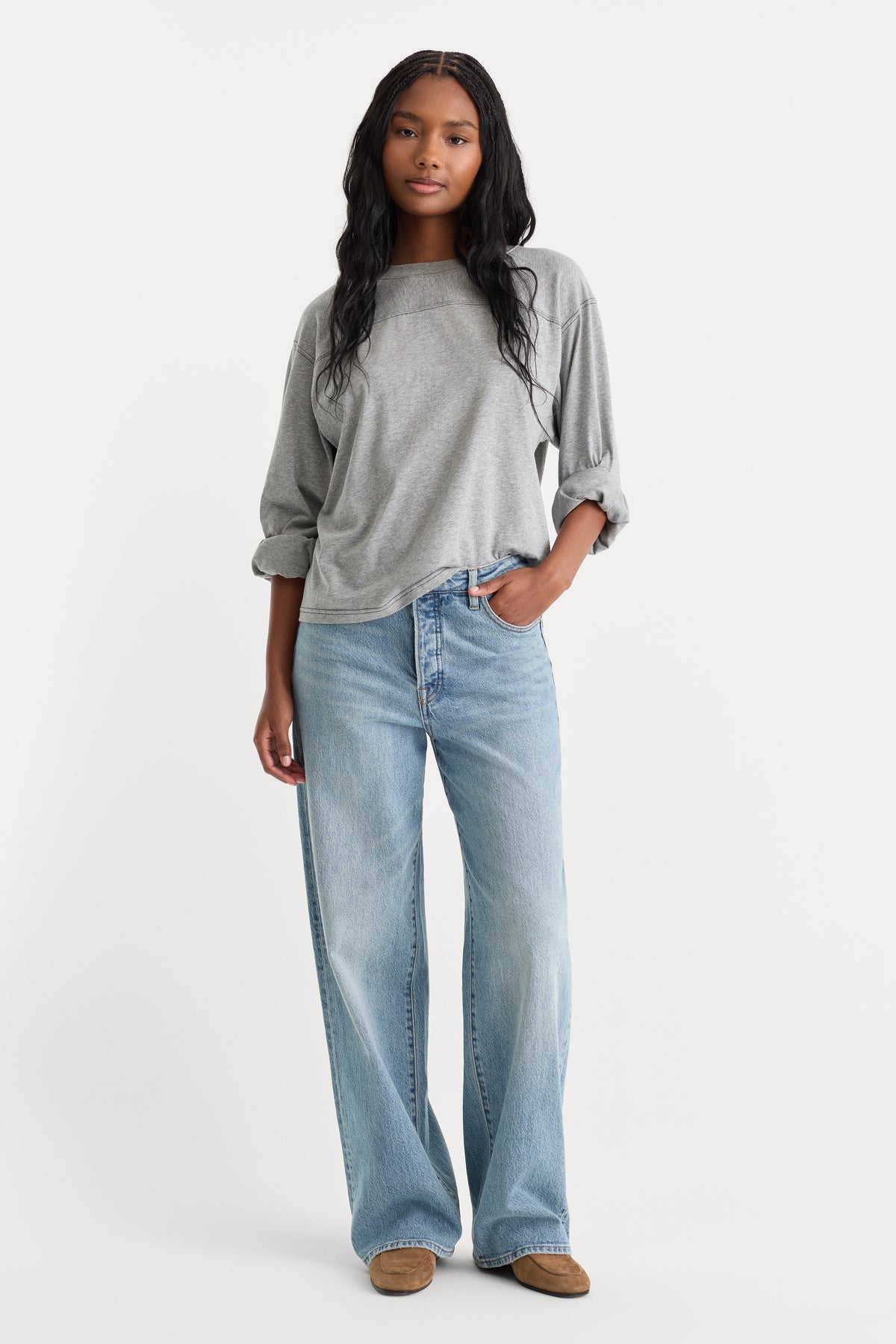 VINTAGE WIDE JEANS | ZANEY-1 | GOOD AMERICAN | MODEL_A