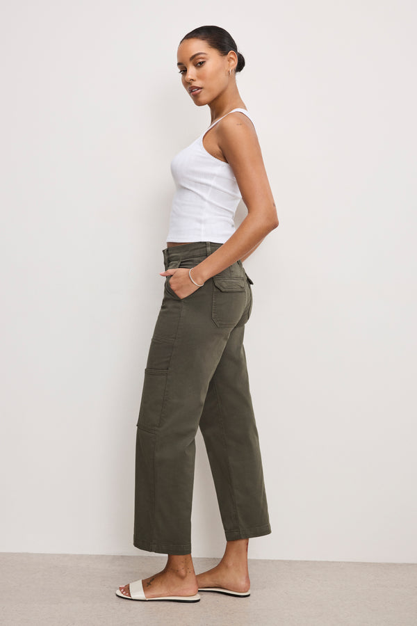 CARGO CROPPED TWILL PANTS | FATIGUE001