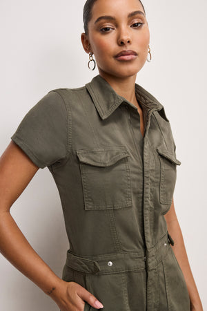 FIT FOR SUCCESS TWILL PALAZZO CROPPED JUMPSUIT | FATIGUE001