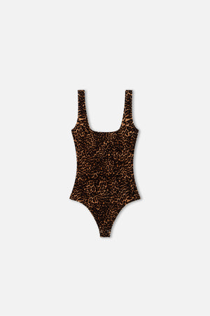 VELVET MODERN TANK BODYSUIT | MINI LUCKY LEOPARD