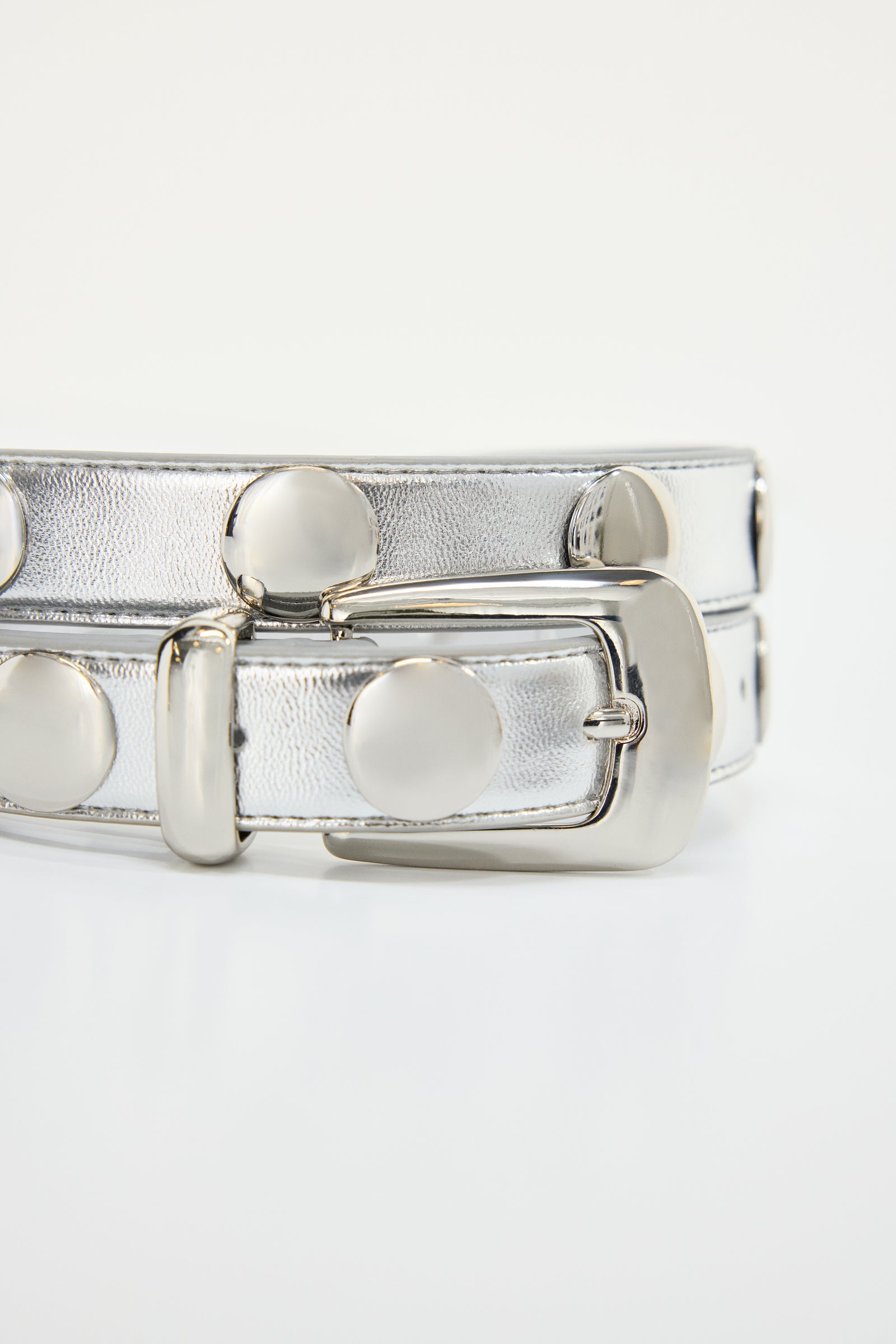 CLASSIC STUDDED SILVER BELT | CHROME004