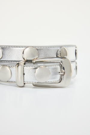CLASSIC STUDDED SILVER BELT | CHROME004
