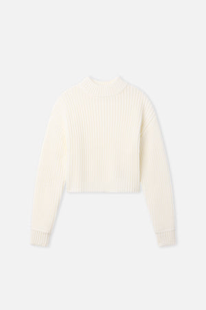 CHUNKY KNIT MOCK NECK SWEATER | IVORY003
