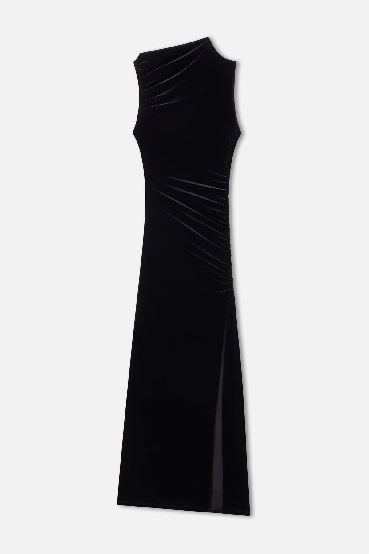 VELVET HIGH NECK MAXI DRESS | BLACK001