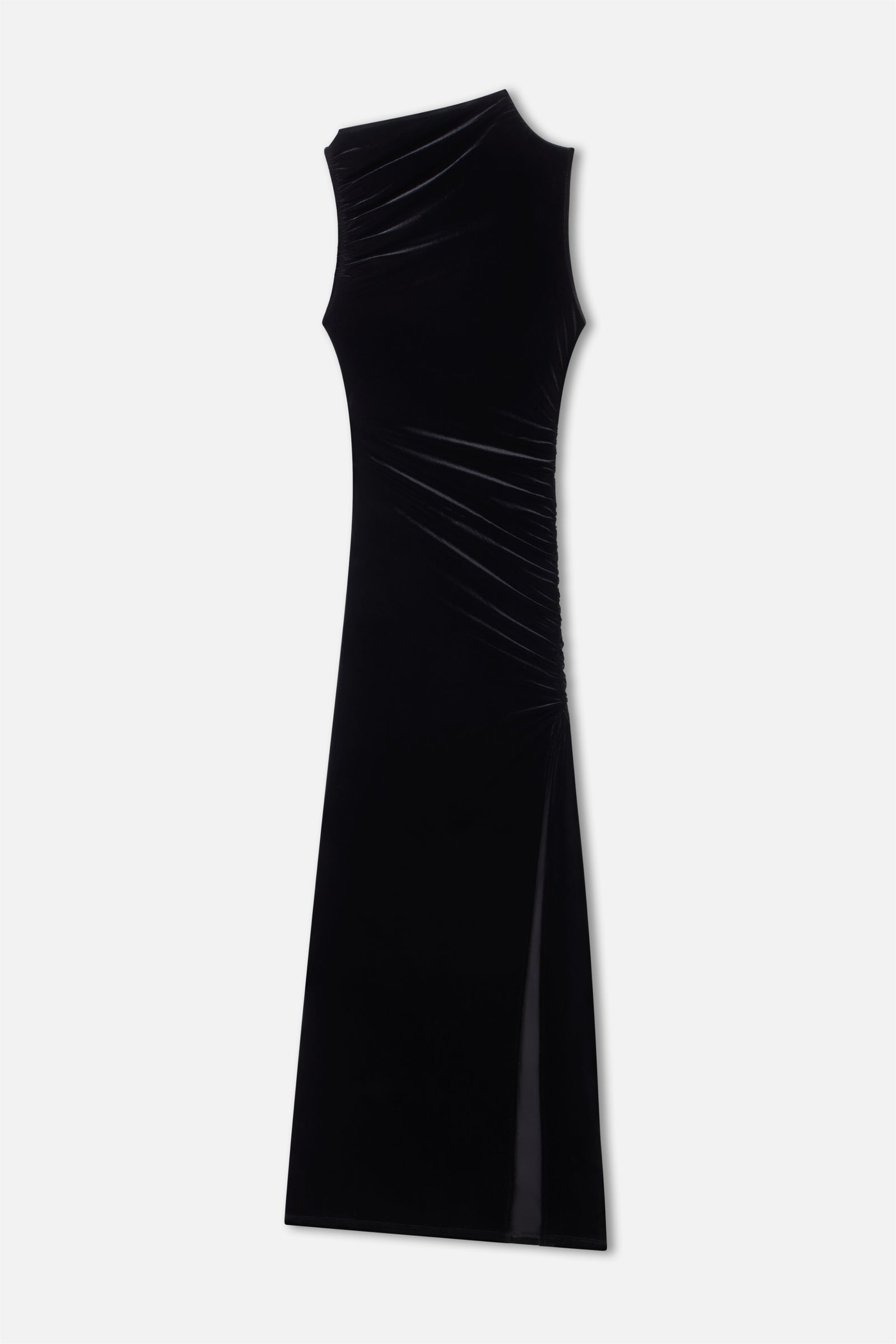 VELVET HIGH NECK MAXI DRESS | BLACK001