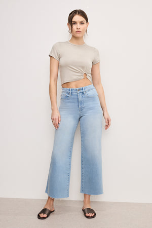 GOOD WAIST PALAZZO CROP COMPRESSION JEANS | INDIGO862