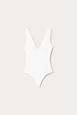 SCULPTING DEEP V BODYSUIT | WHITE001