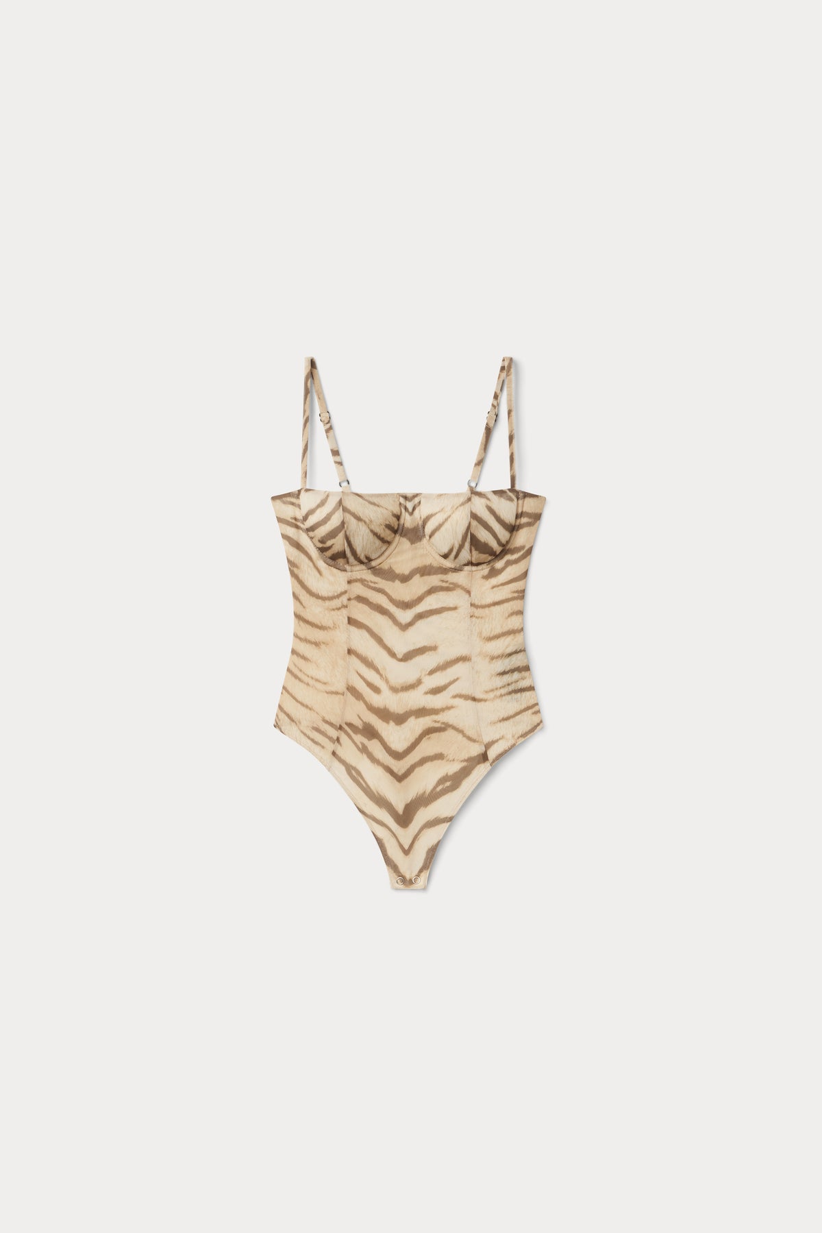 MESH BUSTIER BODYSUIT | BROWN TIGER-7 | GOOD AMERICAN | MODEL_A