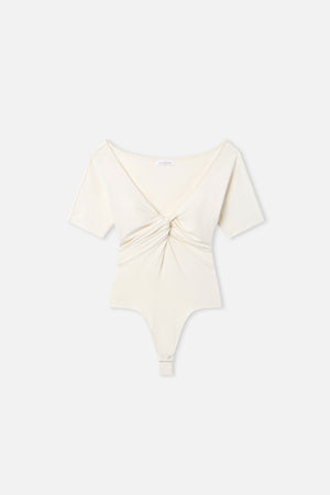 JERSEY TWIST FRONT BODYSUIT | ECRU003