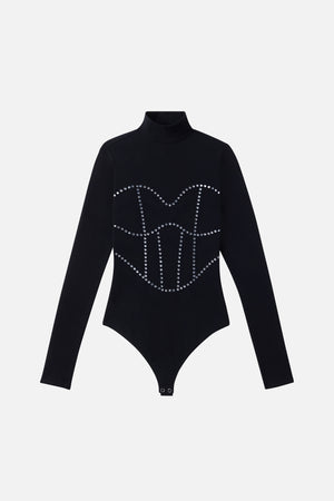 DOLLY CRYSTAL CORSET BODYSUIT | BLACK001