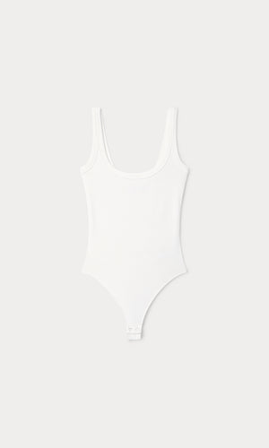 MODAL RIB TANK BODYSUIT | CHALK