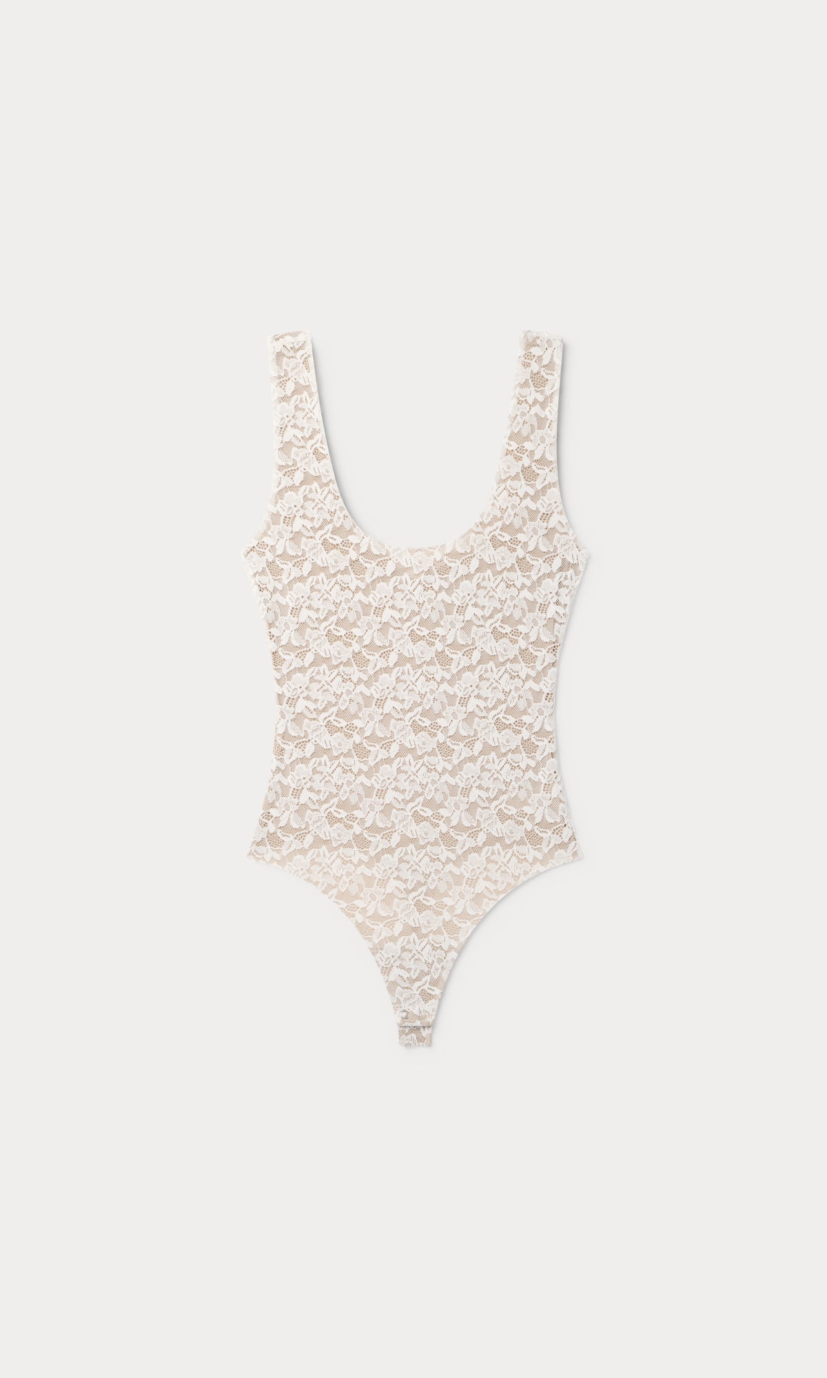 STRETCH LACE SCOOP TANK BODYSUIT | CHALK