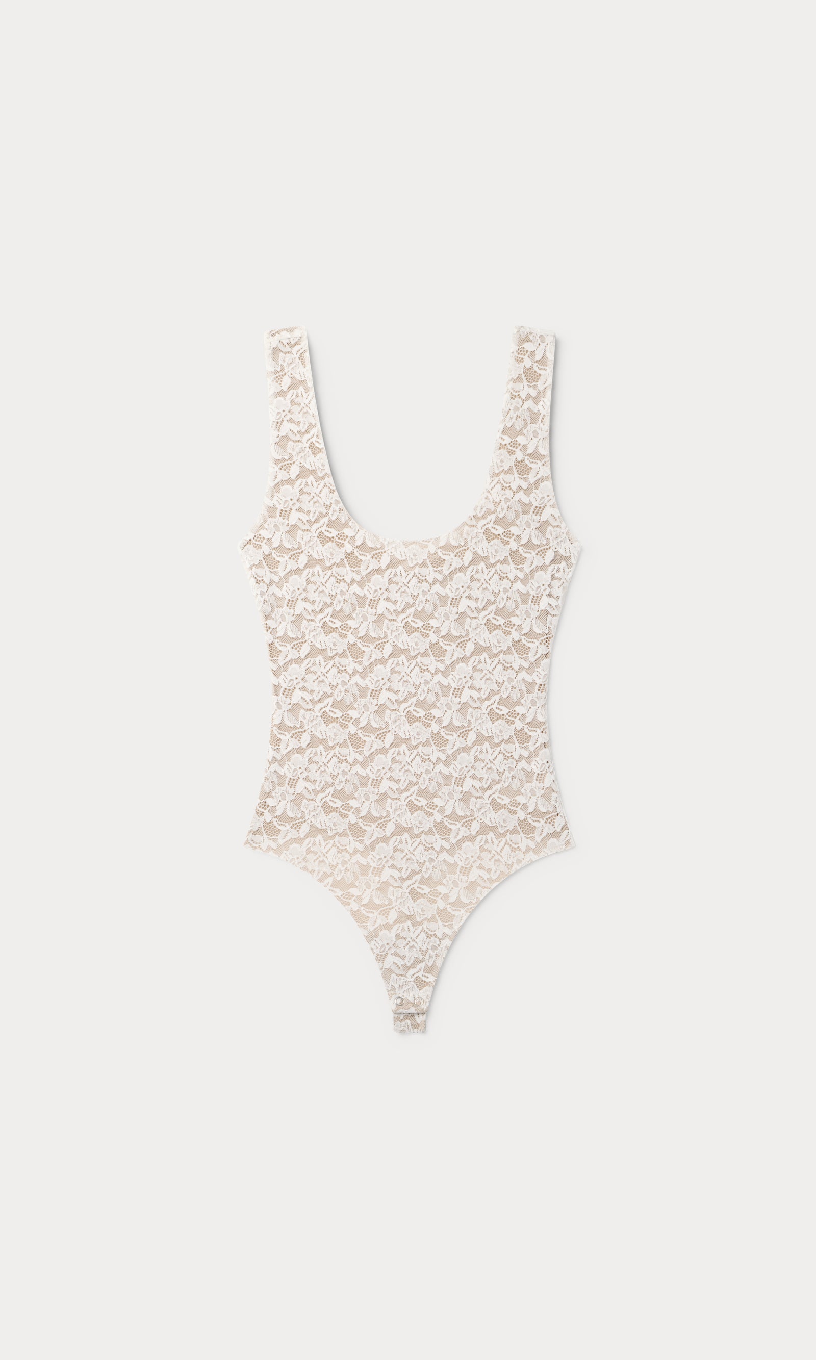 STRETCH LACE SCOOP TANK BODYSUIT | CHALK