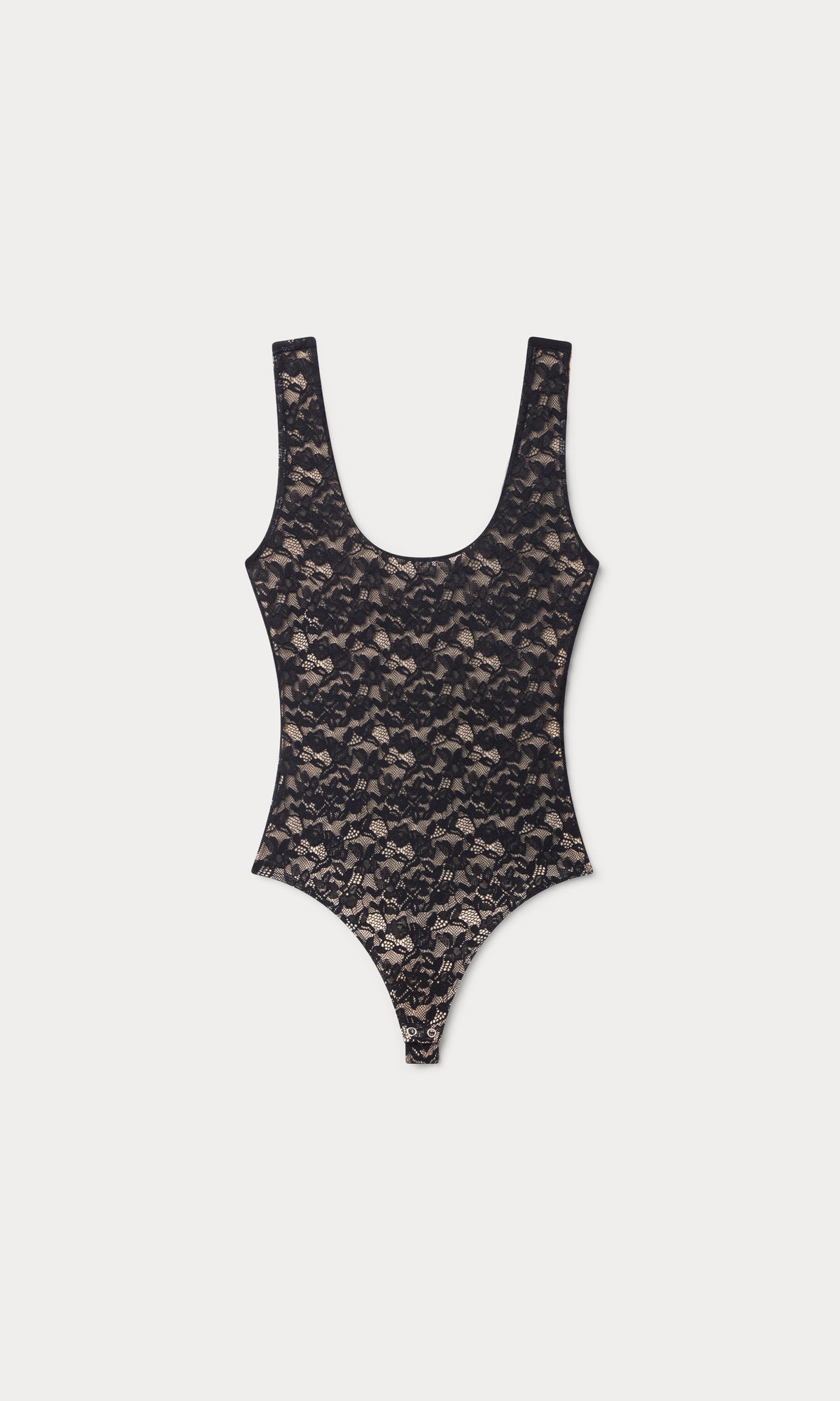 STRETCH LACE SCOOP TANK BODYSUIT | BLACK001
