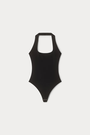 SCULPTING HALTER SQUARE NECK BODYSUIT| BLACK001