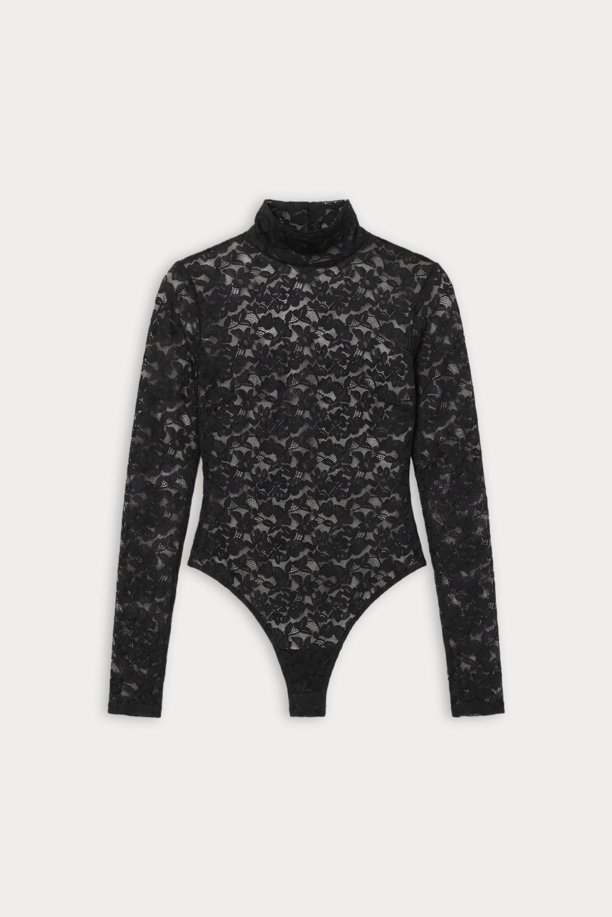 THE LACE TURTLENECK BODYSUIT | BLACK001