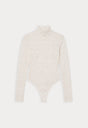 THE LACE TURTLENECK BODYSUIT | PEARL-6 | GOOD AMERICAN | FLAT