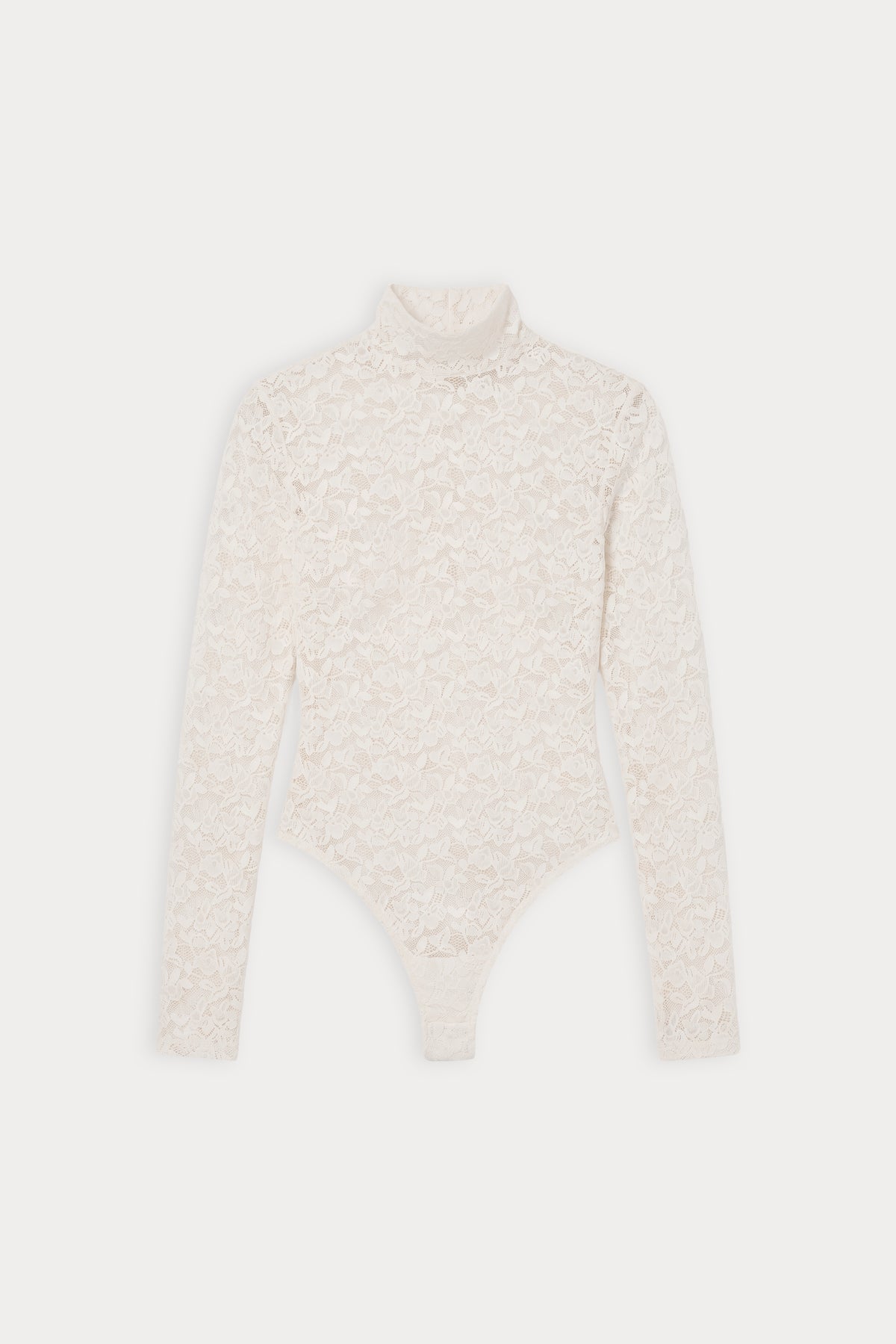 THE LACE TURTLENECK BODYSUIT | PEARL-6 | GOOD AMERICAN | FLAT