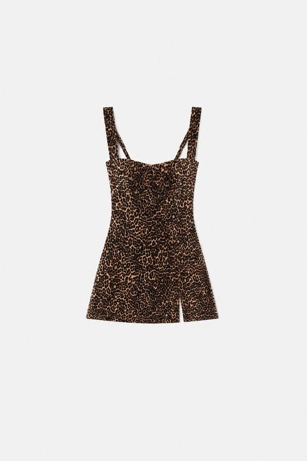 VELVET MINI DRESS | MINI LUCKY LEOPARD