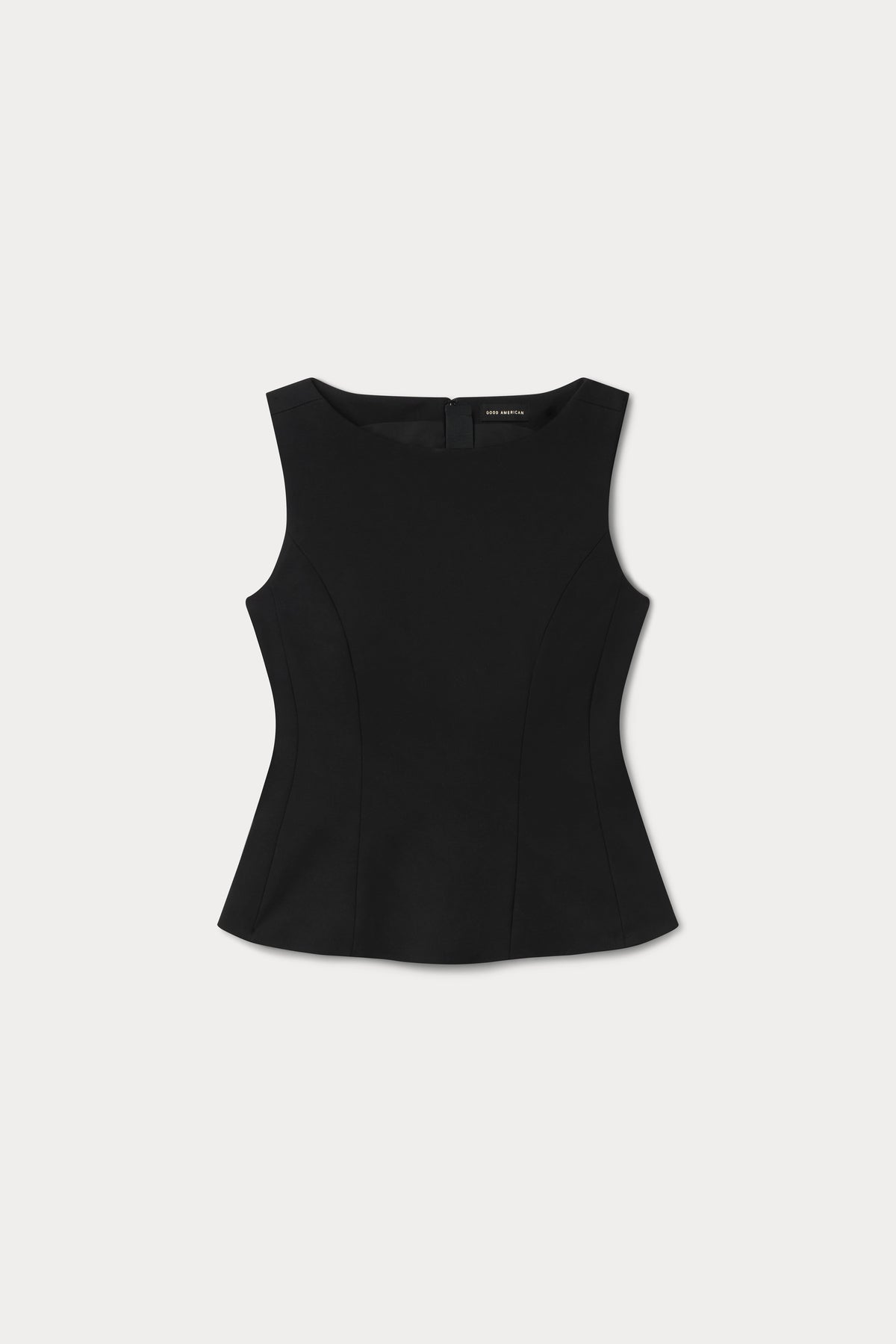 SOFT STRETCH PONTE STRAIGHT NECK TOP | BLACK001