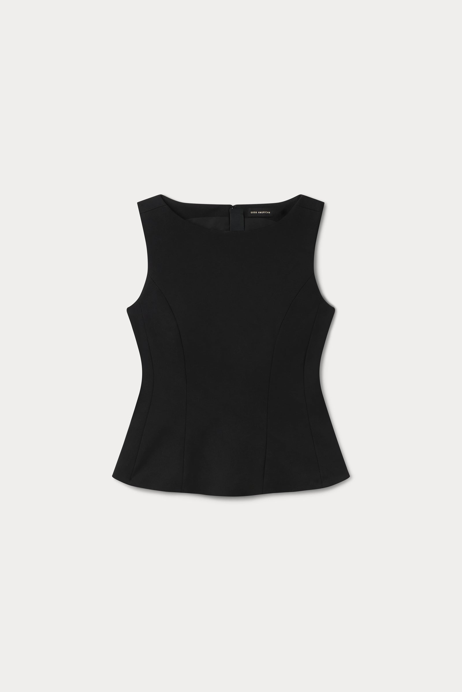 SOFT STRETCH PONTE STRAIGHT NECK TOP | BLACK001