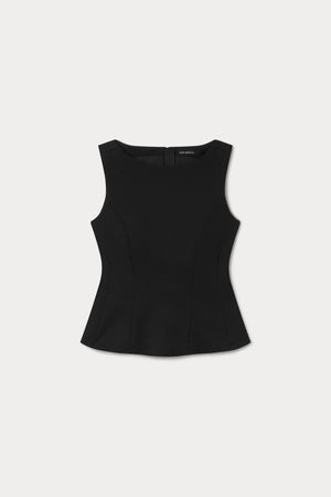 SOFT STRETCH PONTE STRAIGHT NECK TOP | BLACK001