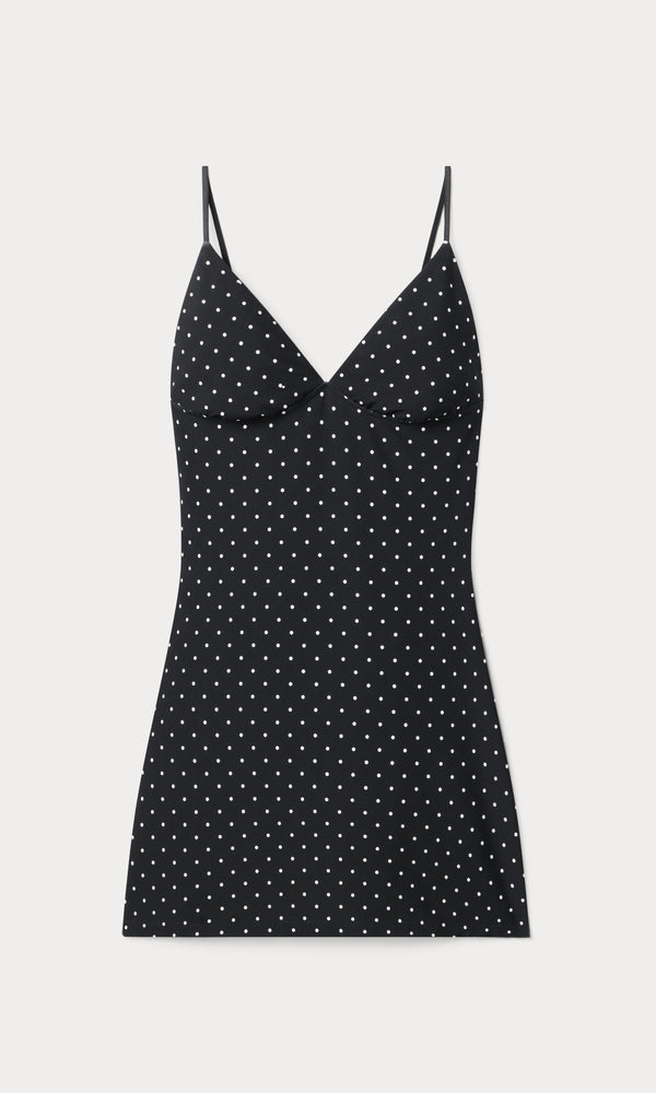 THE WEIGHTLESS SCULPTING MINI DRESS | MINI DOT BLACK