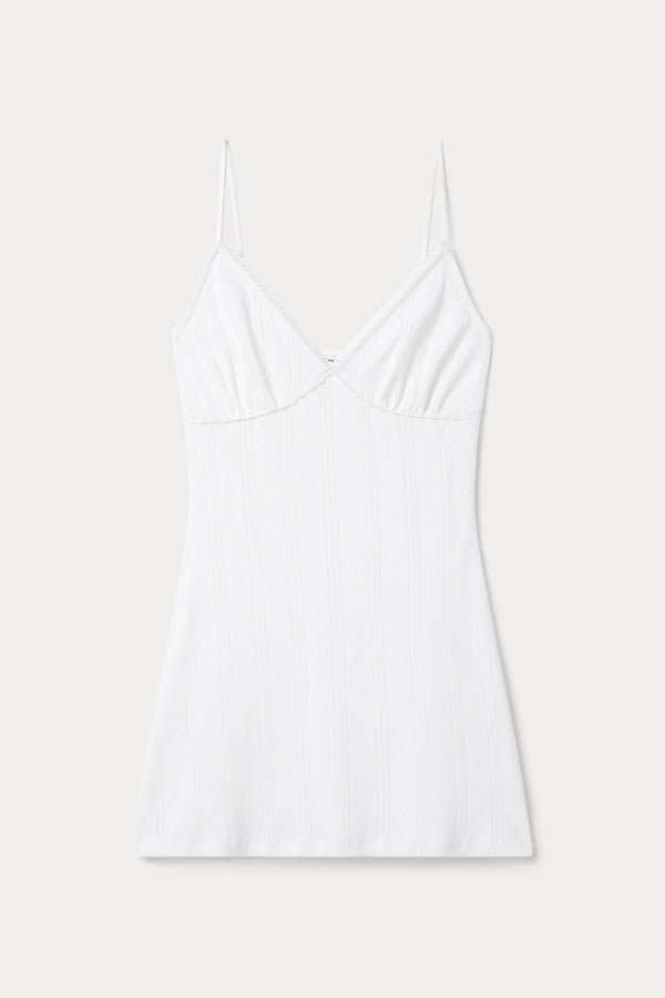 THE POINTELLE MINI DRESS | WHITE001