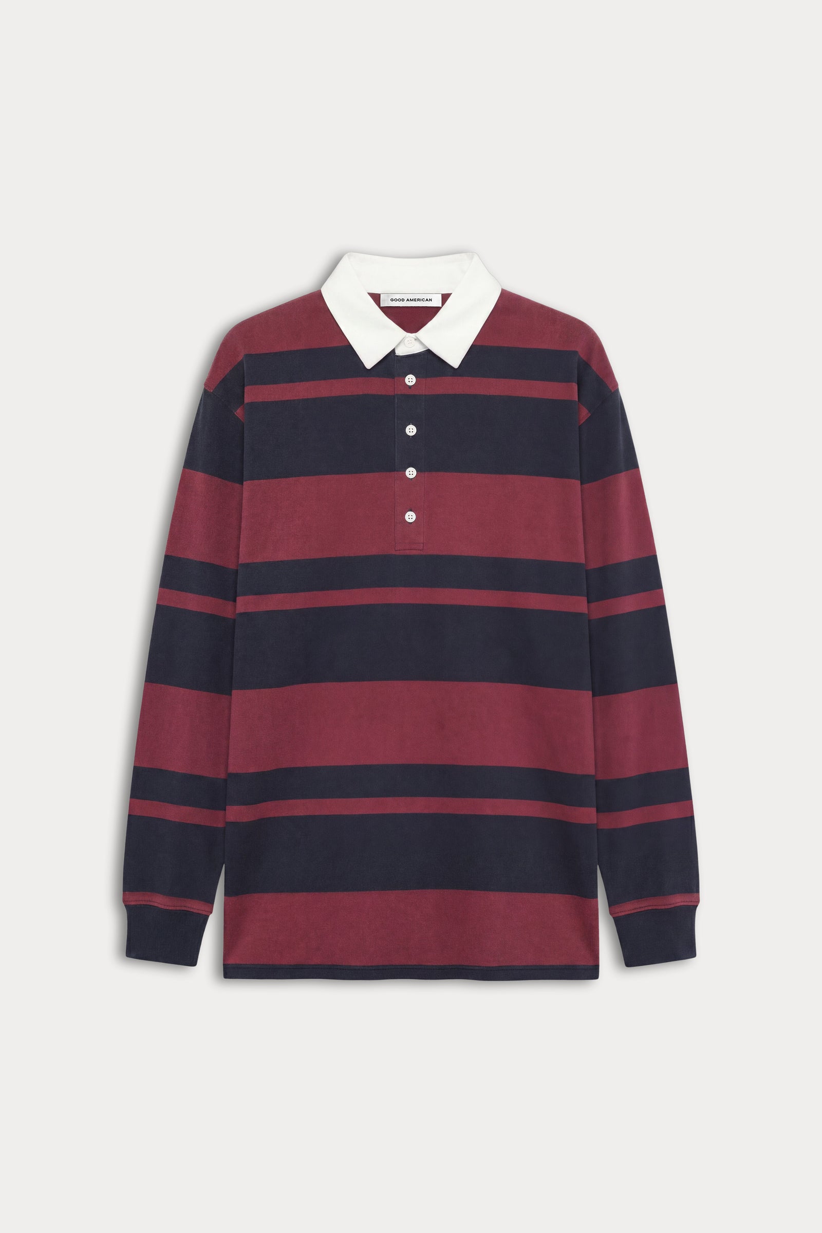 THE KNIT RUGBY MINI DRESS | NAVY BERRY CLUB STRIPE-4 | GOOD AMERICAN | MODEL