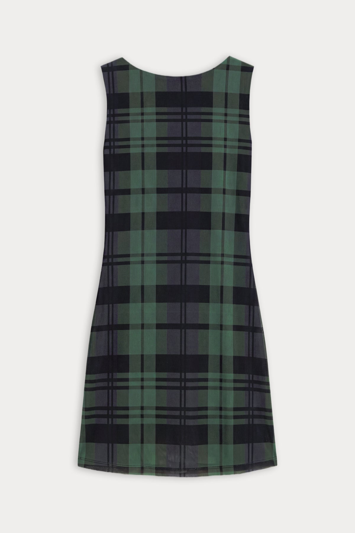 THE MESH MINI DRESS | NAVY AND GREEN PLAID