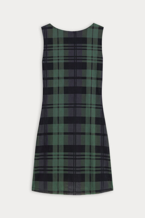 THE MESH MINI DRESS | NAVY AND GREEN PLAID
