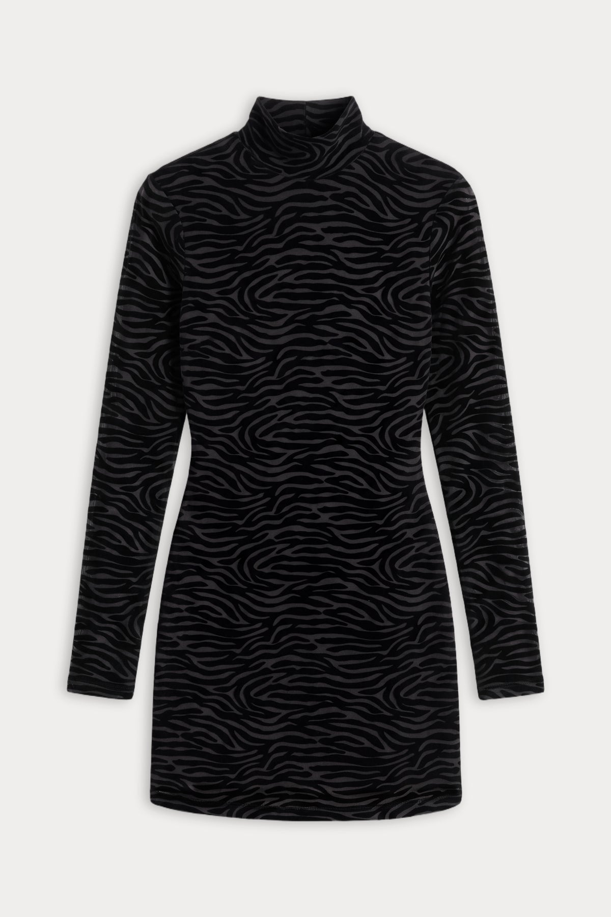 THE MESH TURTLENECK DRESS | BLACK ZEBRA-6 | GOOD AMERICAN | FLAT