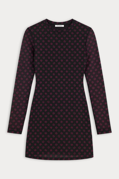 THE MESH CREWNECK DRESS | BLACK ASPEN FAIRISLE-6 | GOOD AMERICAN | FLAT